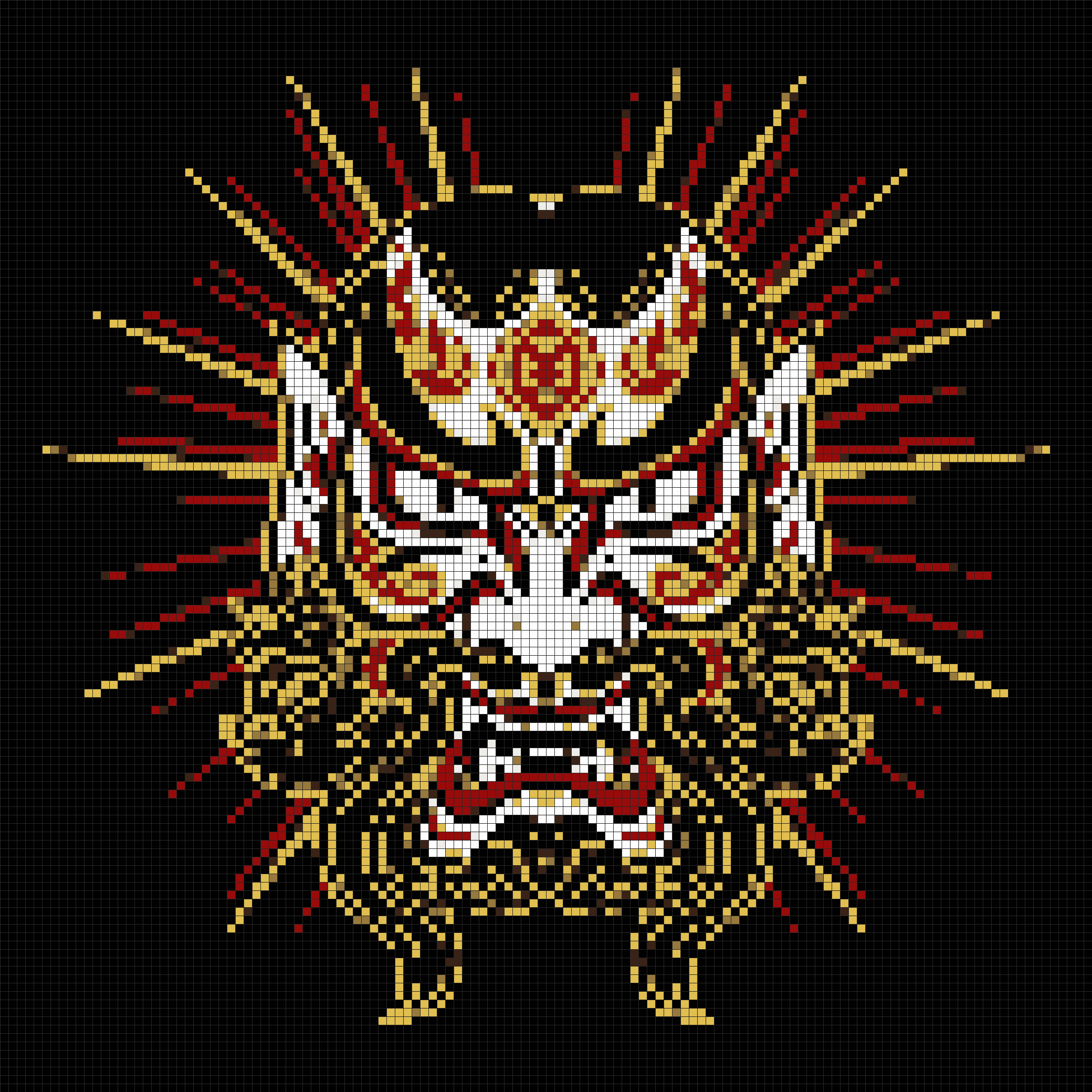 Kabuki Demon Mask — Self-Adhesive Pixel Mosaic Wall Art