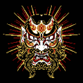 Kabuki Demon Mask — Self-Adhesive Pixel Mosaic Wall Art