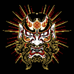 Kabuki Demon Mask — Self-Adhesive Pixel Mosaic Wall Art