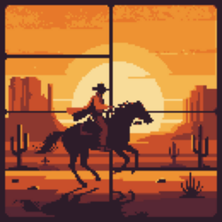 Wild West Sunset — Self-Adhesive Pixel Mosaic Wall Art