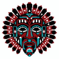 Tribal Totem Mask — Self-Adhesive Pixel Mosaic Wall Art