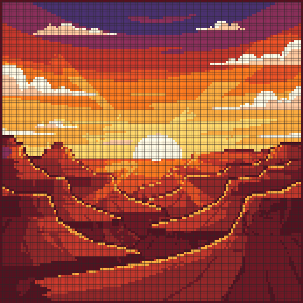 Grand Canyon Sunset — Self-Adhesive Pixel Mosaic Wall Art