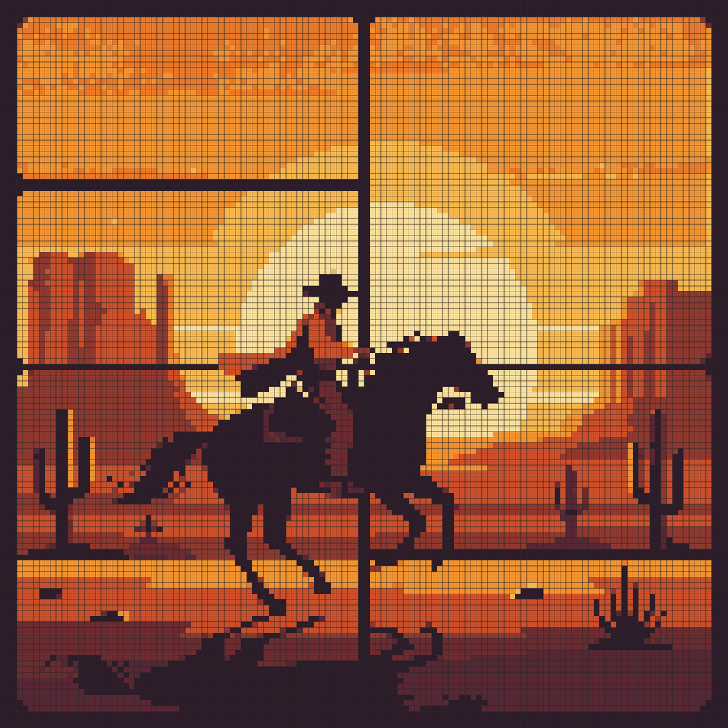 Wild West Sunset — Self-Adhesive Pixel Mosaic Wall Art
