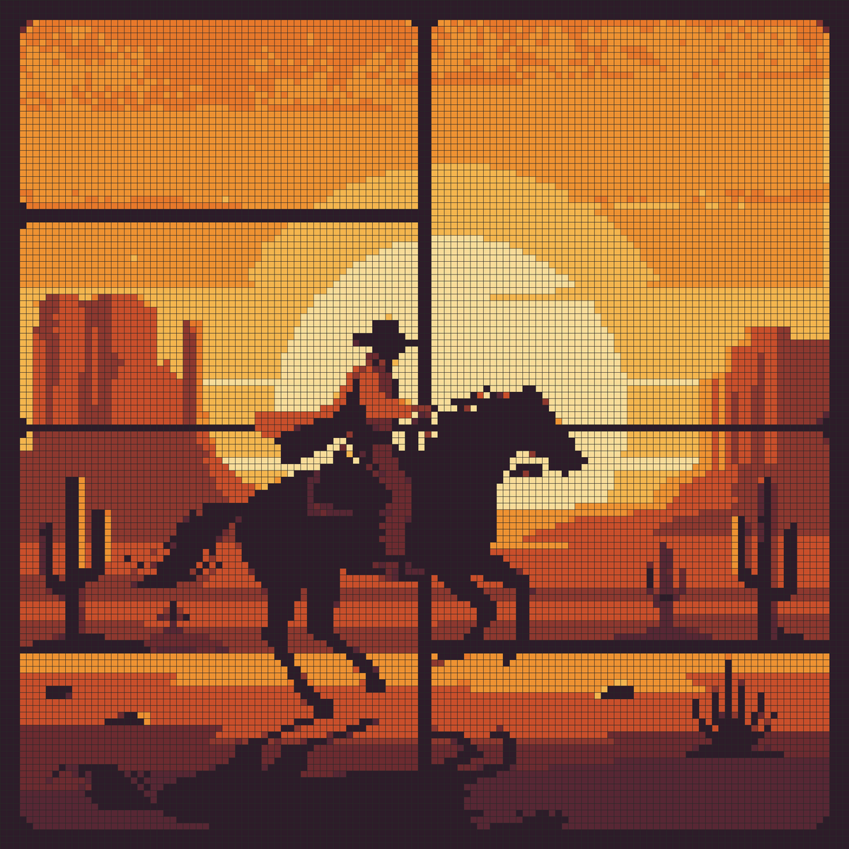 Wild West Sunset — Self-Adhesive Pixel Mosaic Wall Art