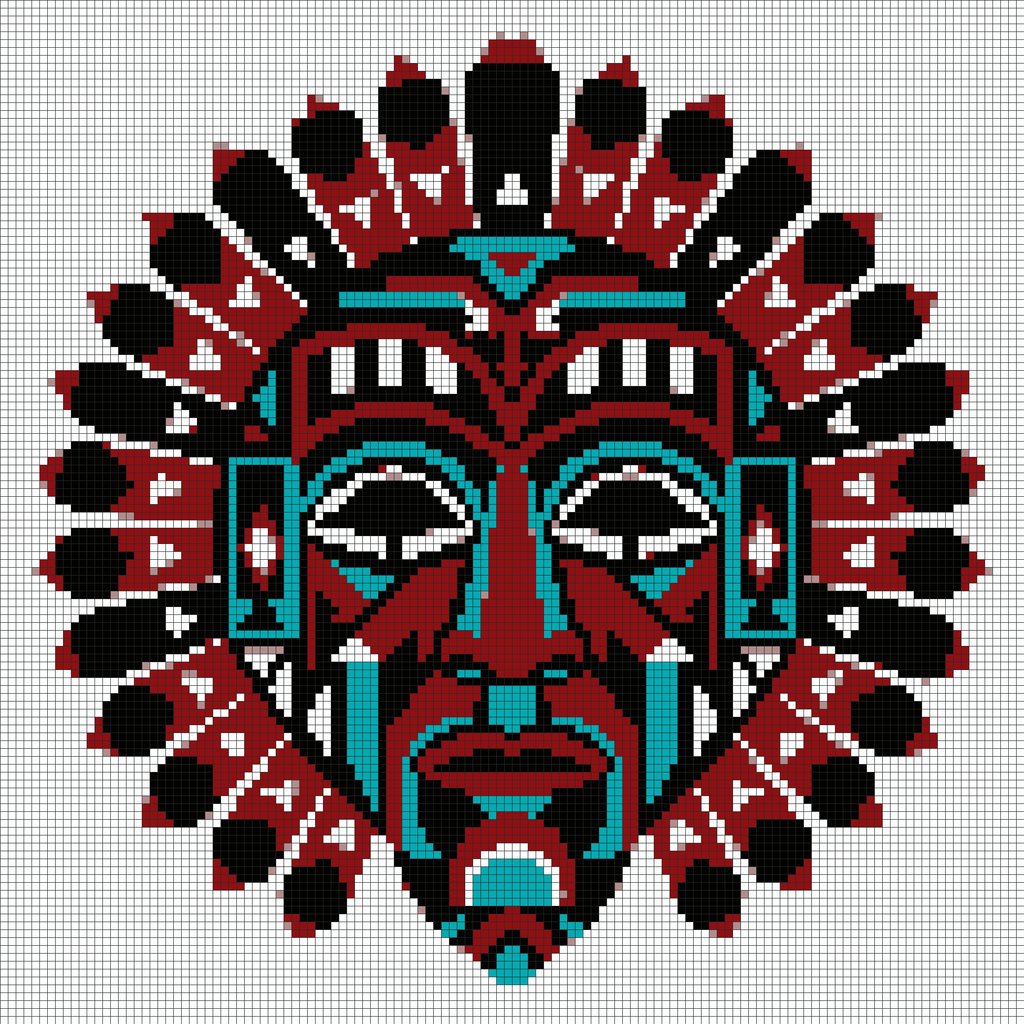 Tribal Totem Mask — Self-Adhesive Pixel Mosaic Wall Art