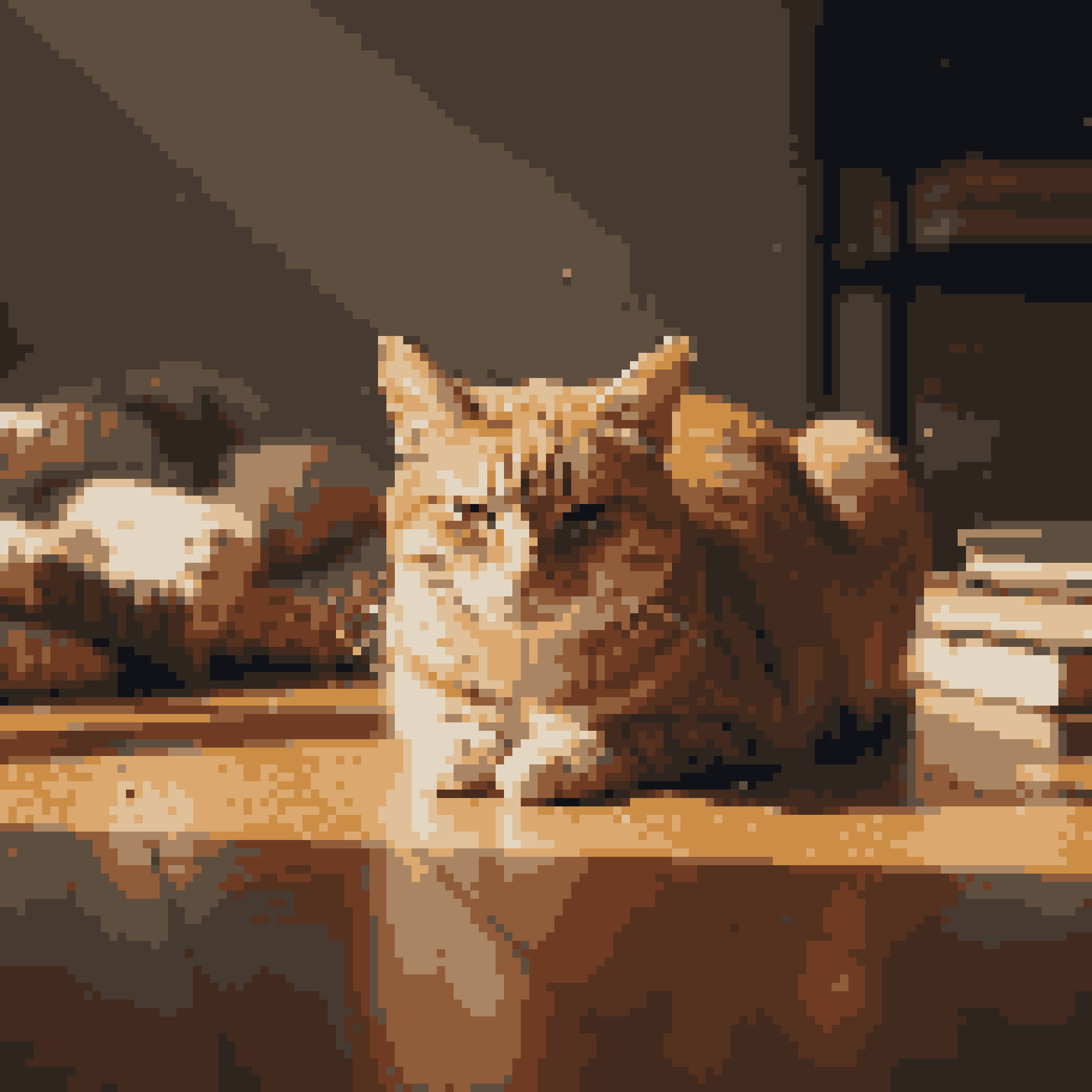 Lazy Cat in Sunlight — Self-Adhesive Pixel Mosaic Wall Art