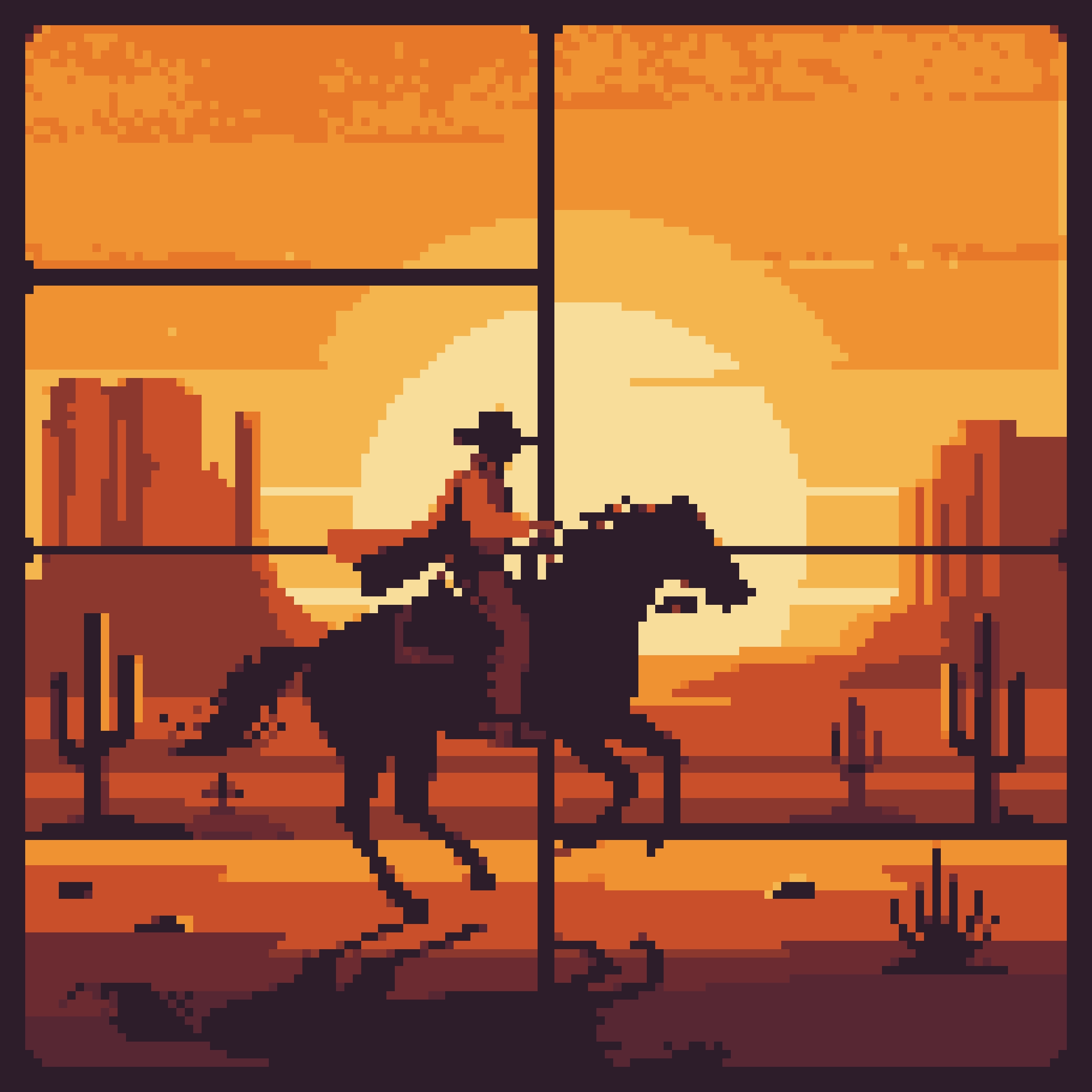 Wild West Sunset — Self-Adhesive Pixel Mosaic Wall Art