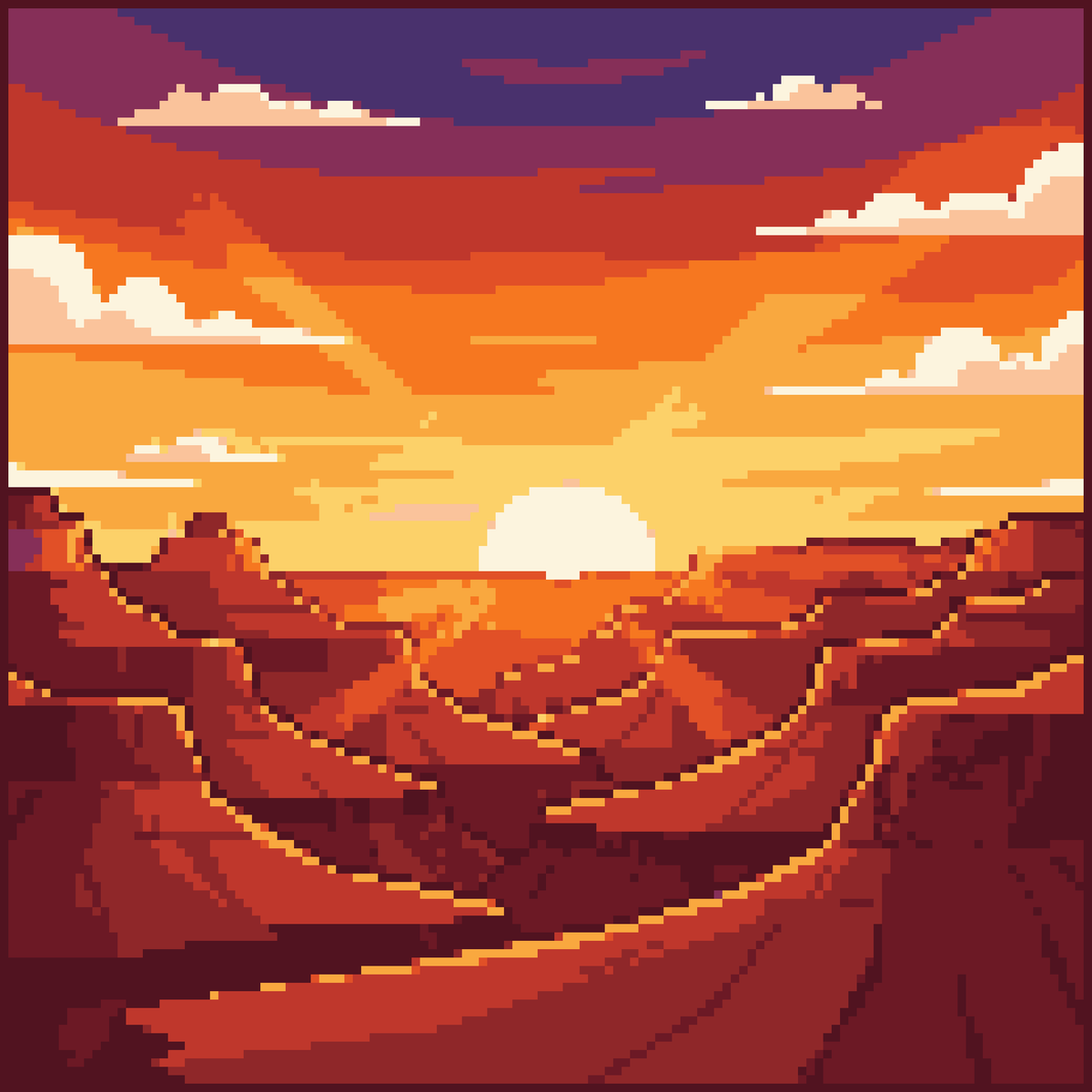 Grand Canyon Sunset — Self-Adhesive Pixel Mosaic Wall Art