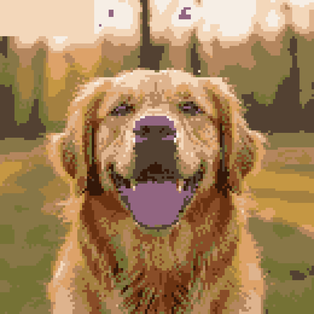 Golden Retriever Smile — Self-Adhesive Pixel Mosaic Wall Art