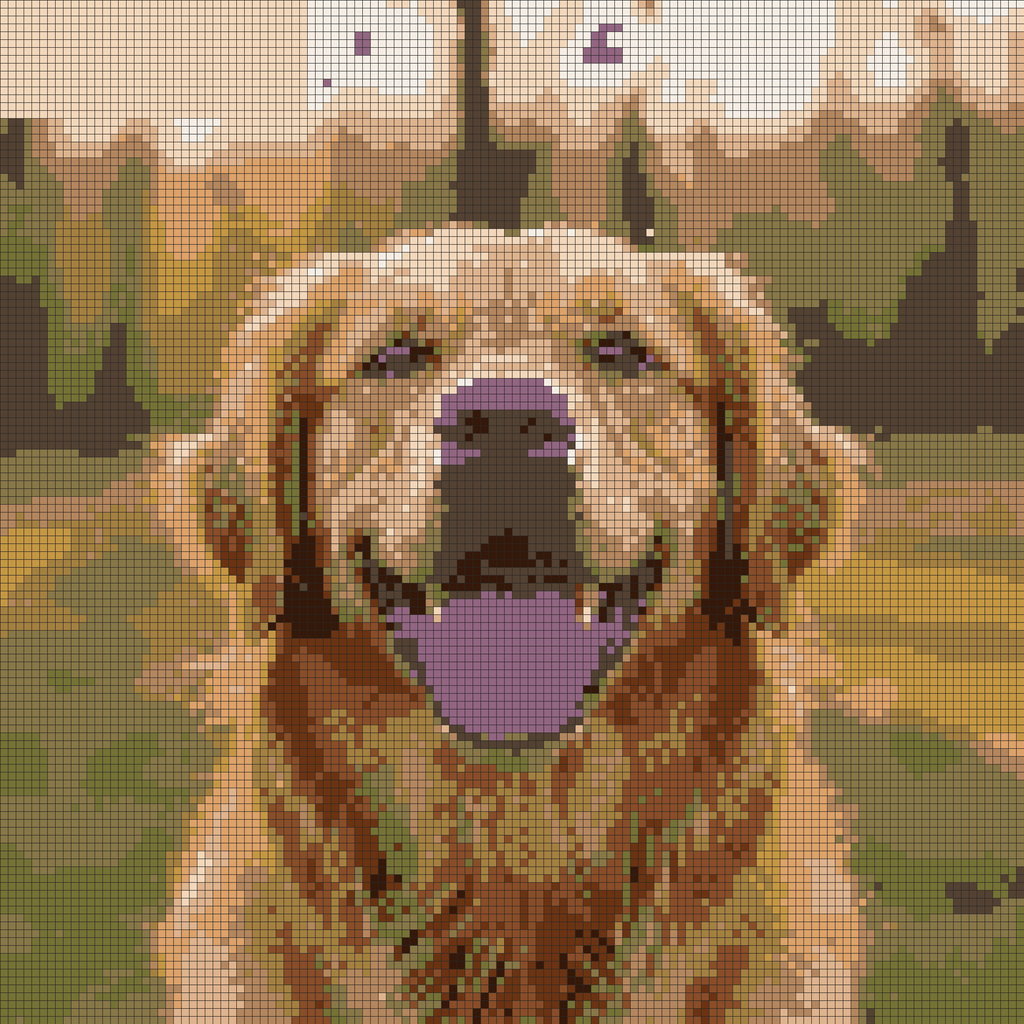 Golden Retriever Smile — Self-Adhesive Pixel Mosaic Wall Art