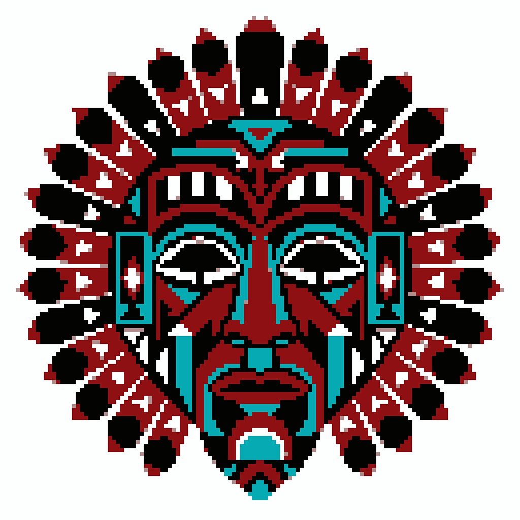 Tribal Totem Mask — Self-Adhesive Pixel Mosaic Wall Art