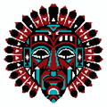 Tribal Totem Mask — Self-Adhesive Pixel Mosaic Wall Art