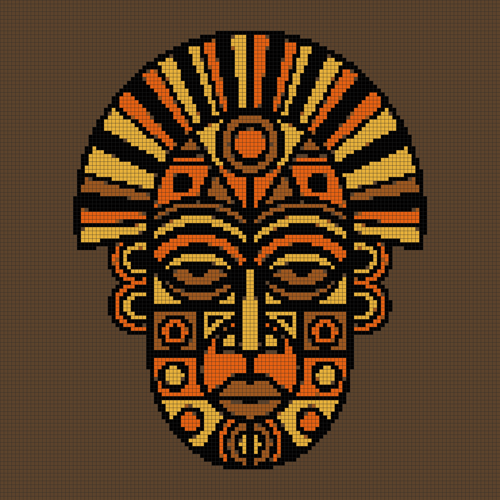 Pharaoh Totem Mask — Self-Adhesive Pixel Mosaic Wall Art
