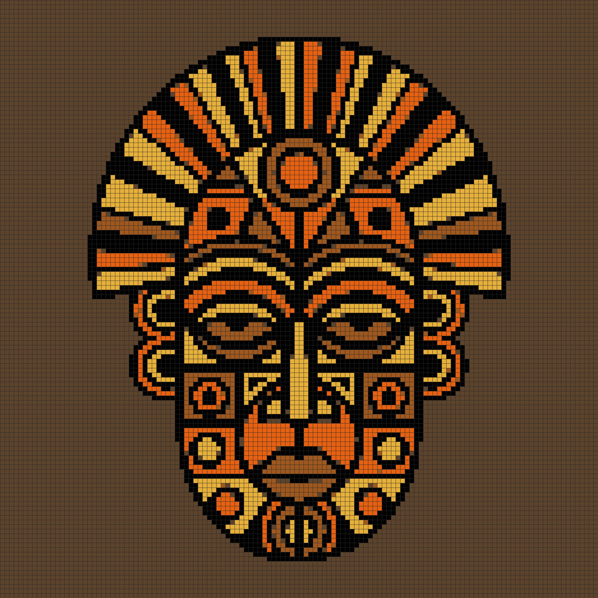 Pharaoh Totem Mask — Self-Adhesive Pixel Mosaic Wall Art