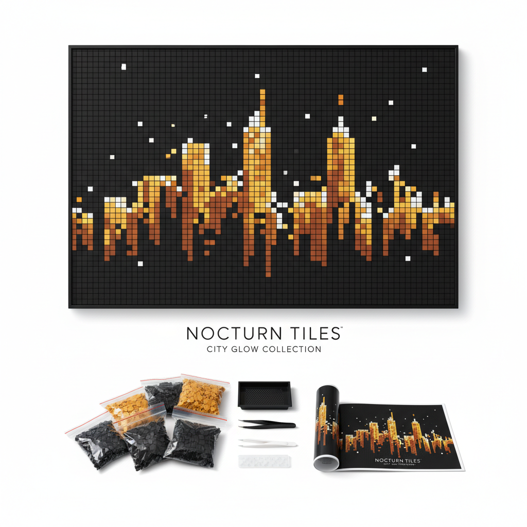 City Skyline Night Pixel Mosaic Kit