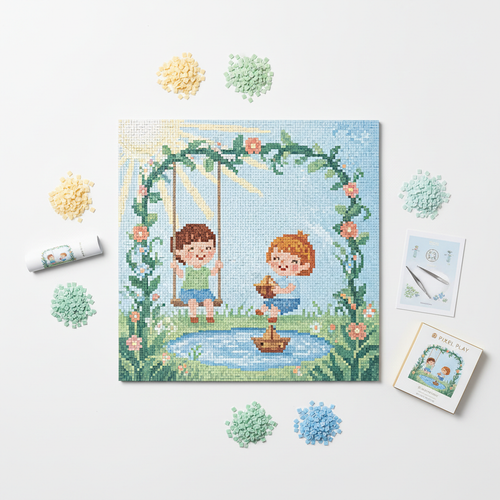 Children in Garden Pixel Mosaic Kit